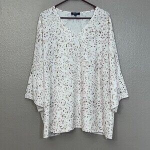 Kelly by Clinton Kelly Womens Long Sleeve Top 3X Boho Peasant Style Blouse
